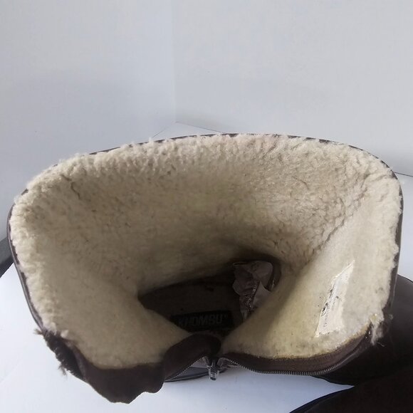 Khombu Boots Brown Leather Rustic Sherpa Winter 8.5 - Picture 9 of 12